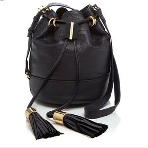 See By Chloe‎ Black Bucket Bag Purse Adjustable Strap Tassels Gold Tone Hardware